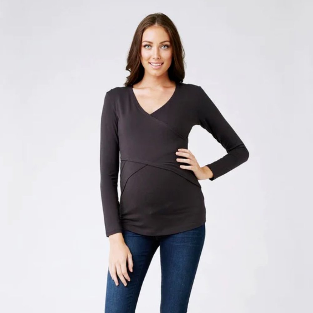 Ripe Maternity Embrace Crossover Nursing Top in Slate